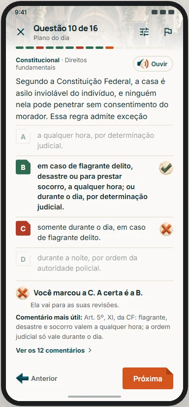 Ilustração: questão errada no celular